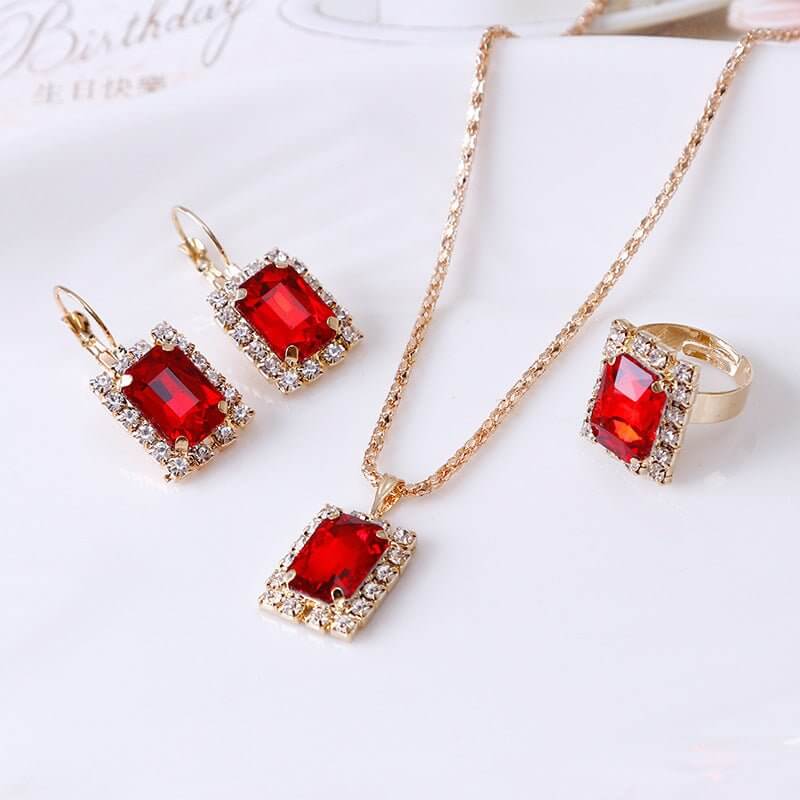 The Crystal Jewelry Set | Necklace, Earrings & Ring - HalleBeauty
